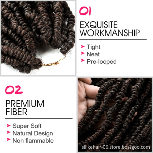 Afro twist braid for hair extension Fluffy Spring Twist Hair Extensions Black Burgundy Ombre Crochet Braids synthetic hair